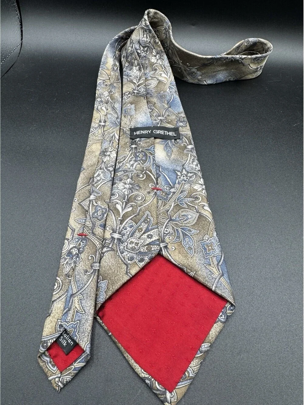Vintage Henry Grethel Italian Silk Paisley Tie USA 55.5” x 4” Retro School Prep